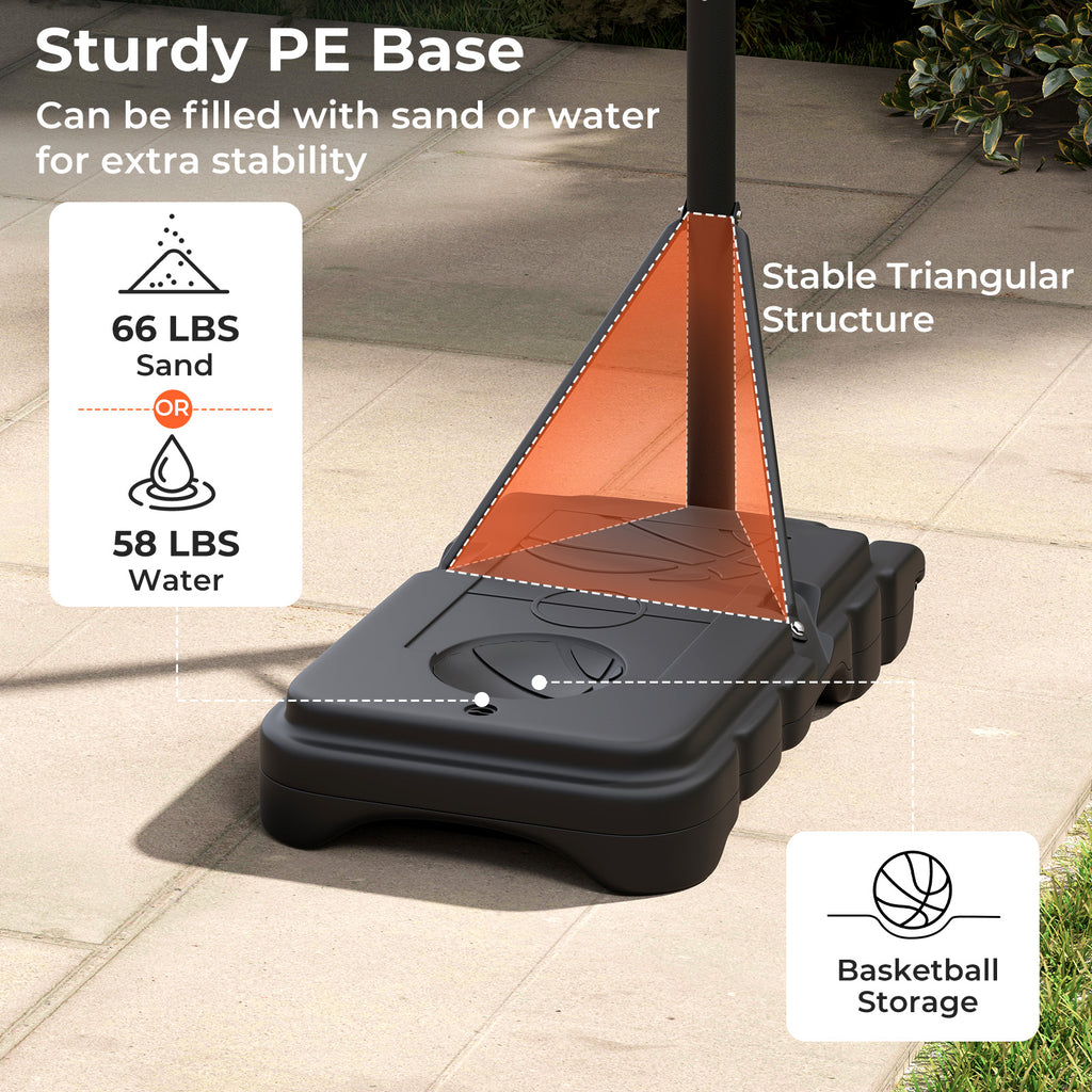 Portable Adjustable Kids Basketball Hoop System - Black & White, 3.3-7 ft