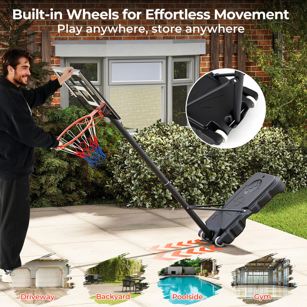 Portable Adjustable Kids Basketball Hoop System - Black & White, 3.3-7 ft