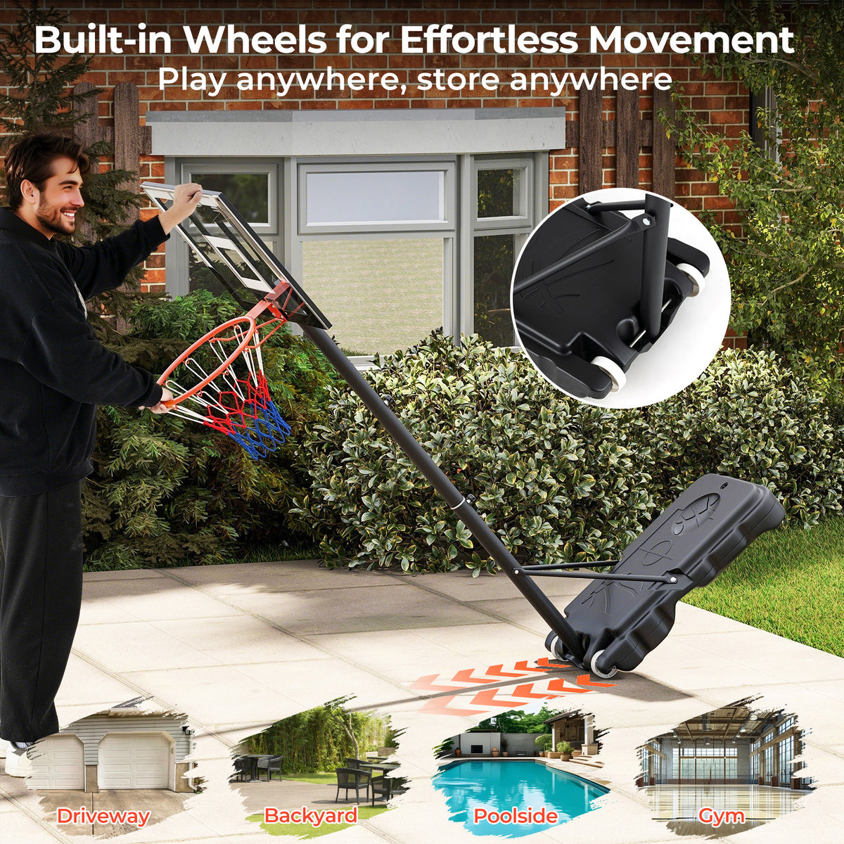 Portable Adjustable Kids Basketball Hoop System - Black & White, 3.3-7 ft