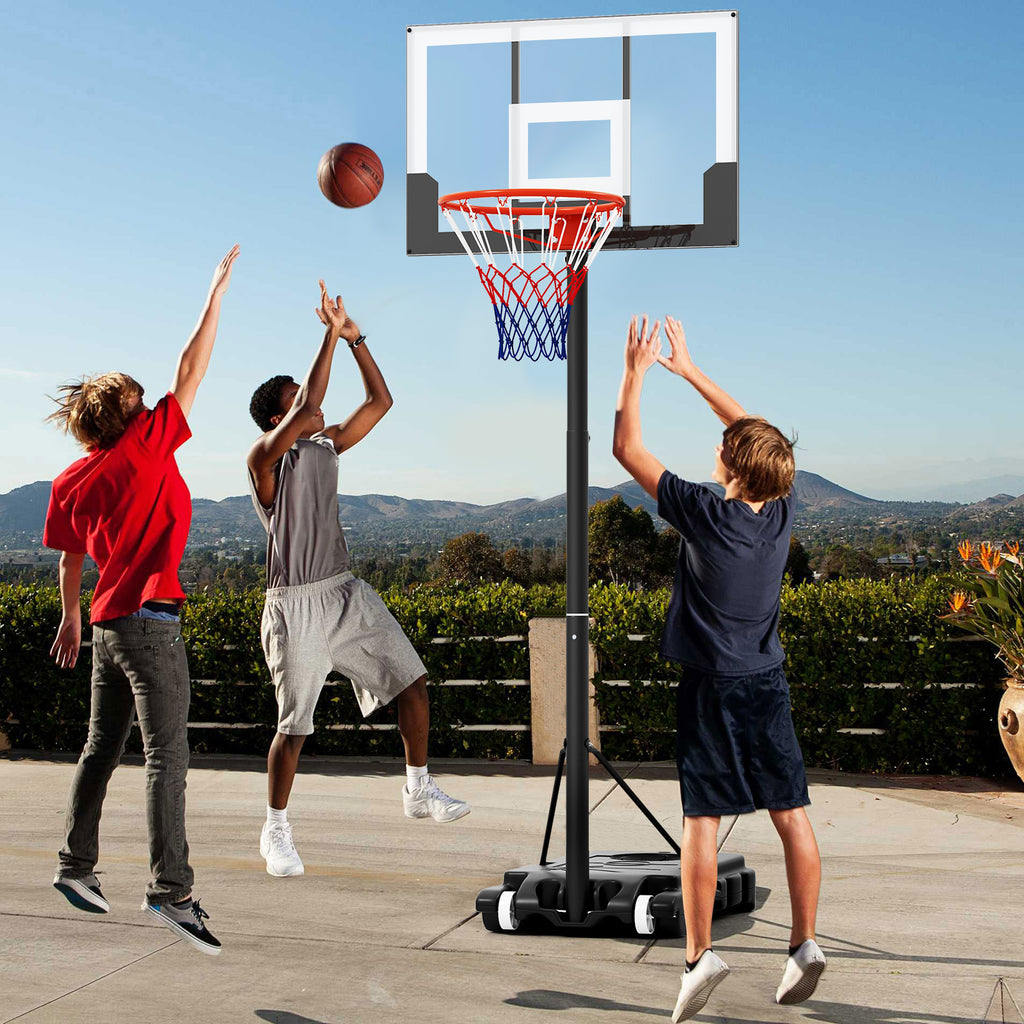Portable Adjustable Kids Basketball Hoop System - Black & White, 3.3-7 ft
