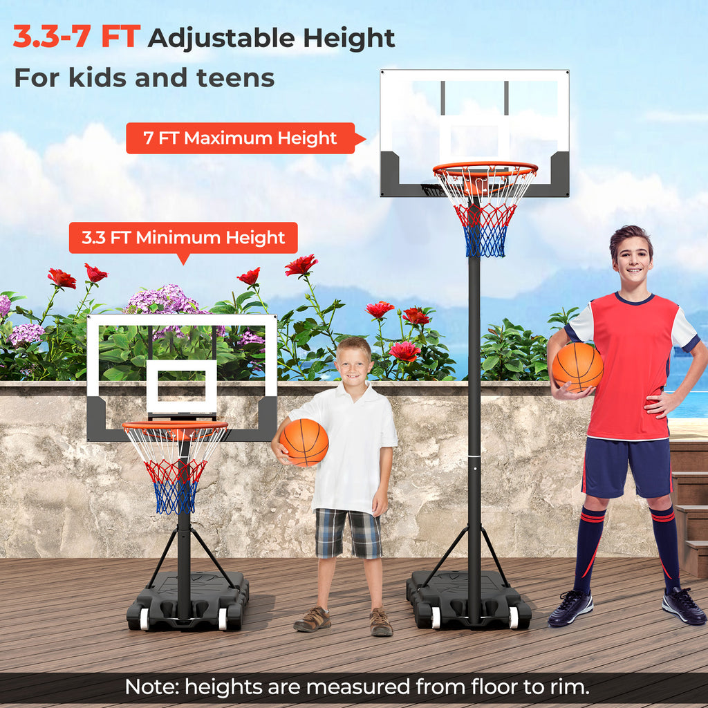 Portable Adjustable Kids Basketball Hoop System - Black & White, 3.3-7 ft