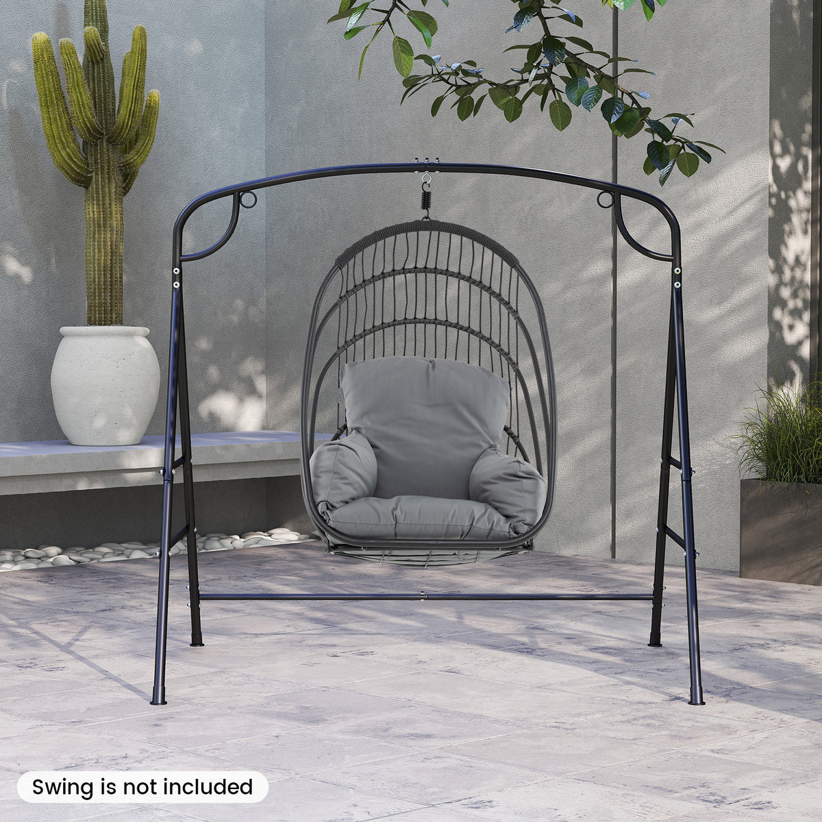Outdoor Metal Swing Stand with 4 Support Bars and 2 Hanging Ways