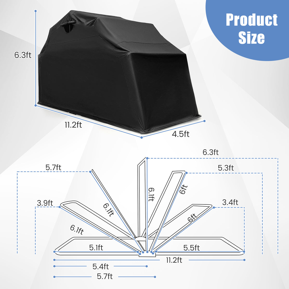 Outdoor Motorcycle Shelter Waterproof Motorbike Storage Tent with