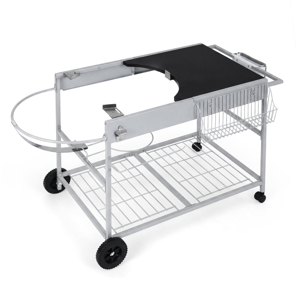Grill Cart for 18-22 Inch Kettle Grills with Lid Holder - Black