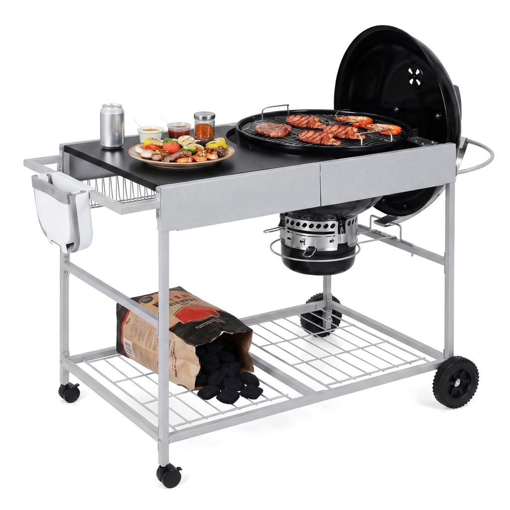 Outdoor Movable Grill Table for 18/22 Inch Weber Original Kettle