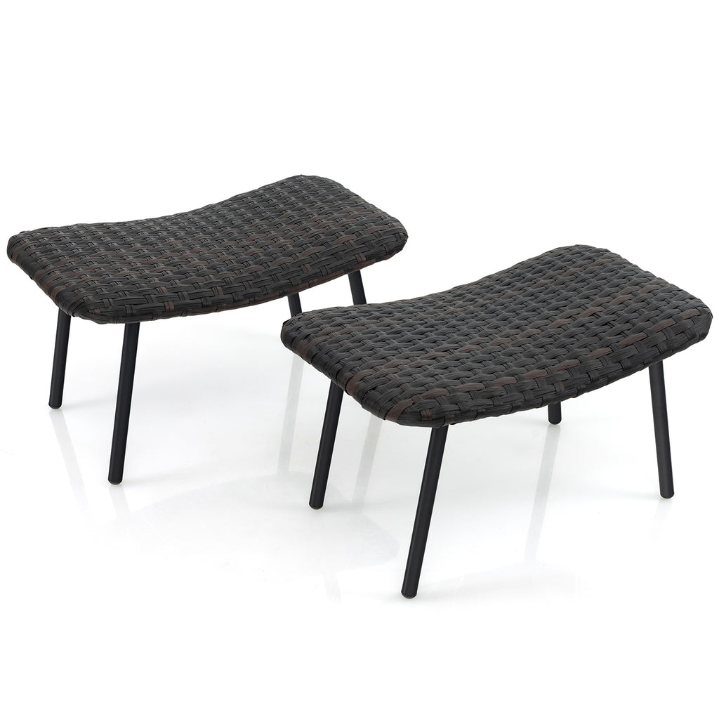 Outdoor Ottoman with Metal Legs - Brown