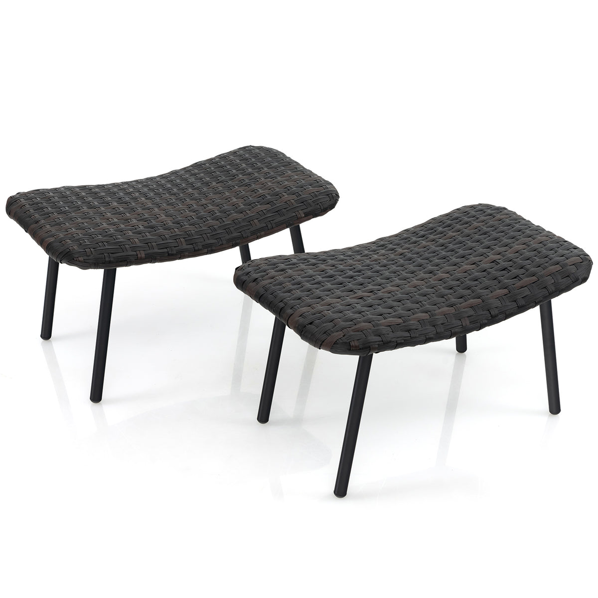 Outdoor Ottoman with Metal Legs - Brown