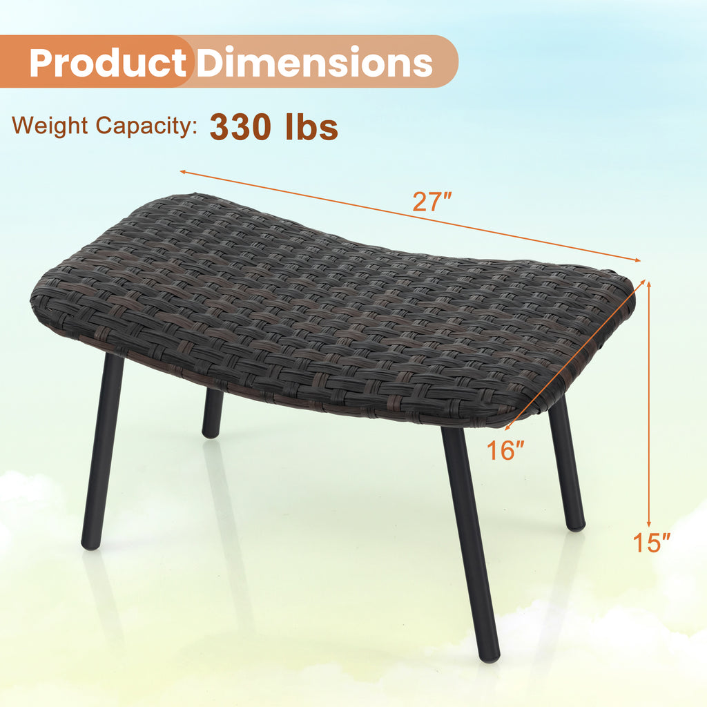 Outdoor Ottoman with Metal Legs - Brown
