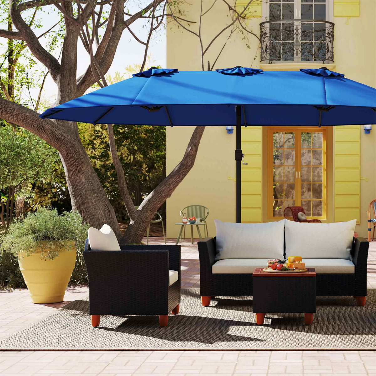 4-Piece Outdoor Conversation Set with Storage Coffee Table, White