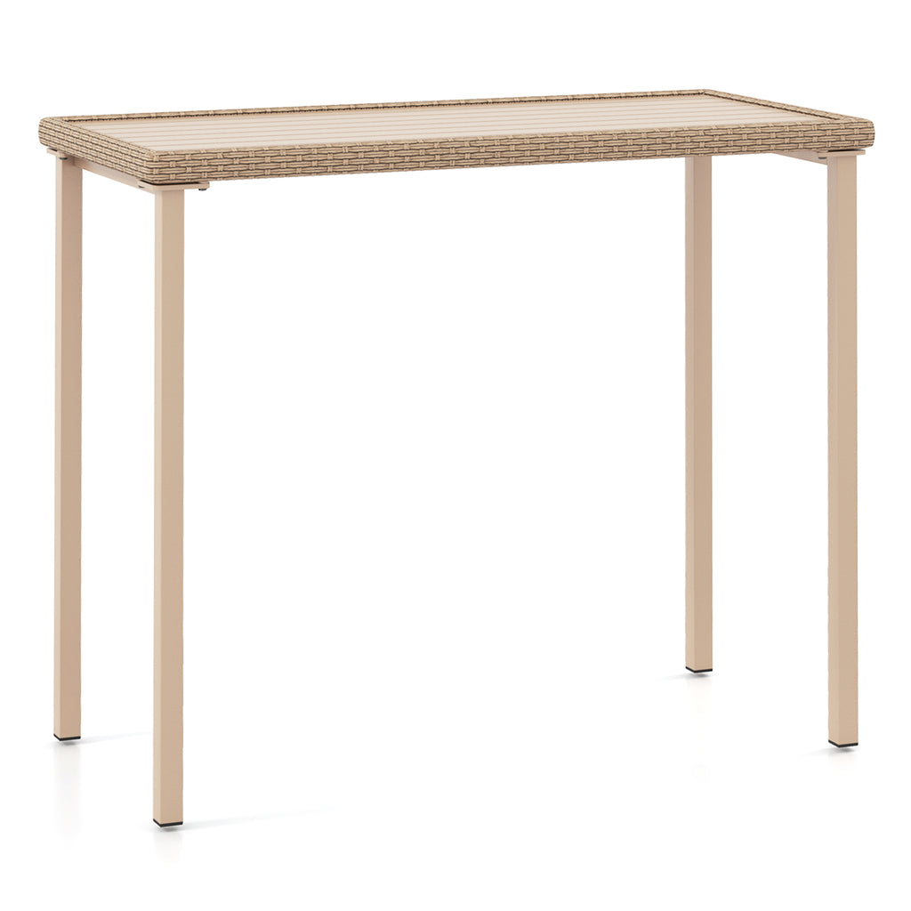 Patio Barstools Set of 2 with Rattan Seat and Metal Backrest