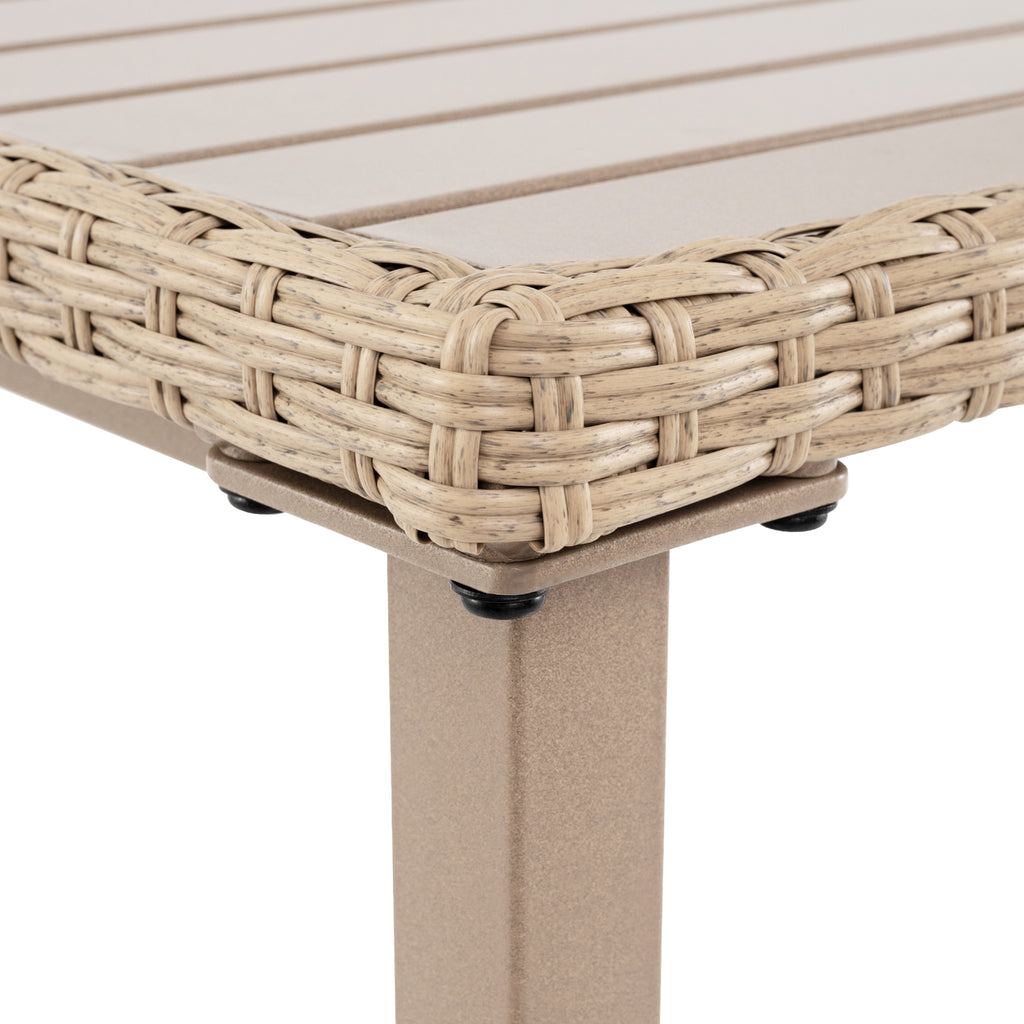 Outdoor Patio Bar Table, Light Brown – 48" x 23" Rattan
