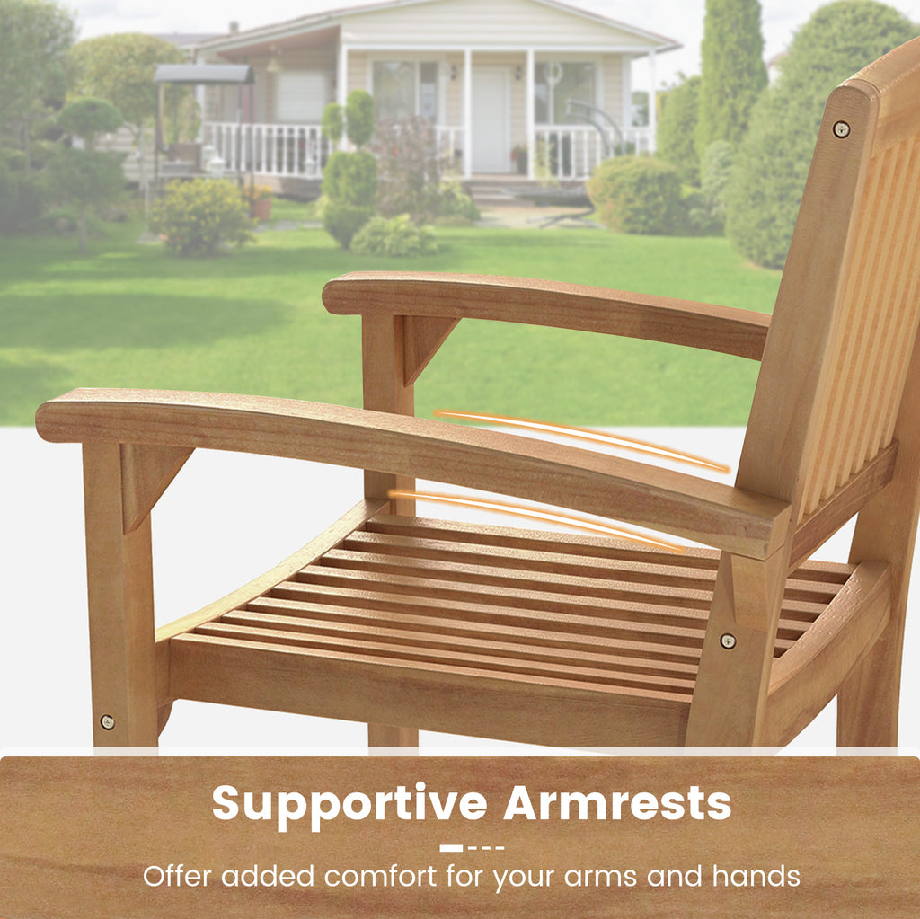 Outdoor Patio Chair with Slatted Seat and Curved