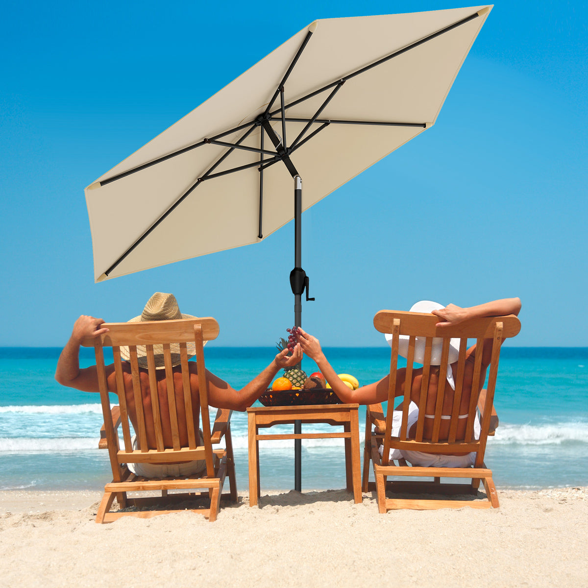 7.5 feet Outdoor Patio Heavy Duty Market Umbrella with Push Button