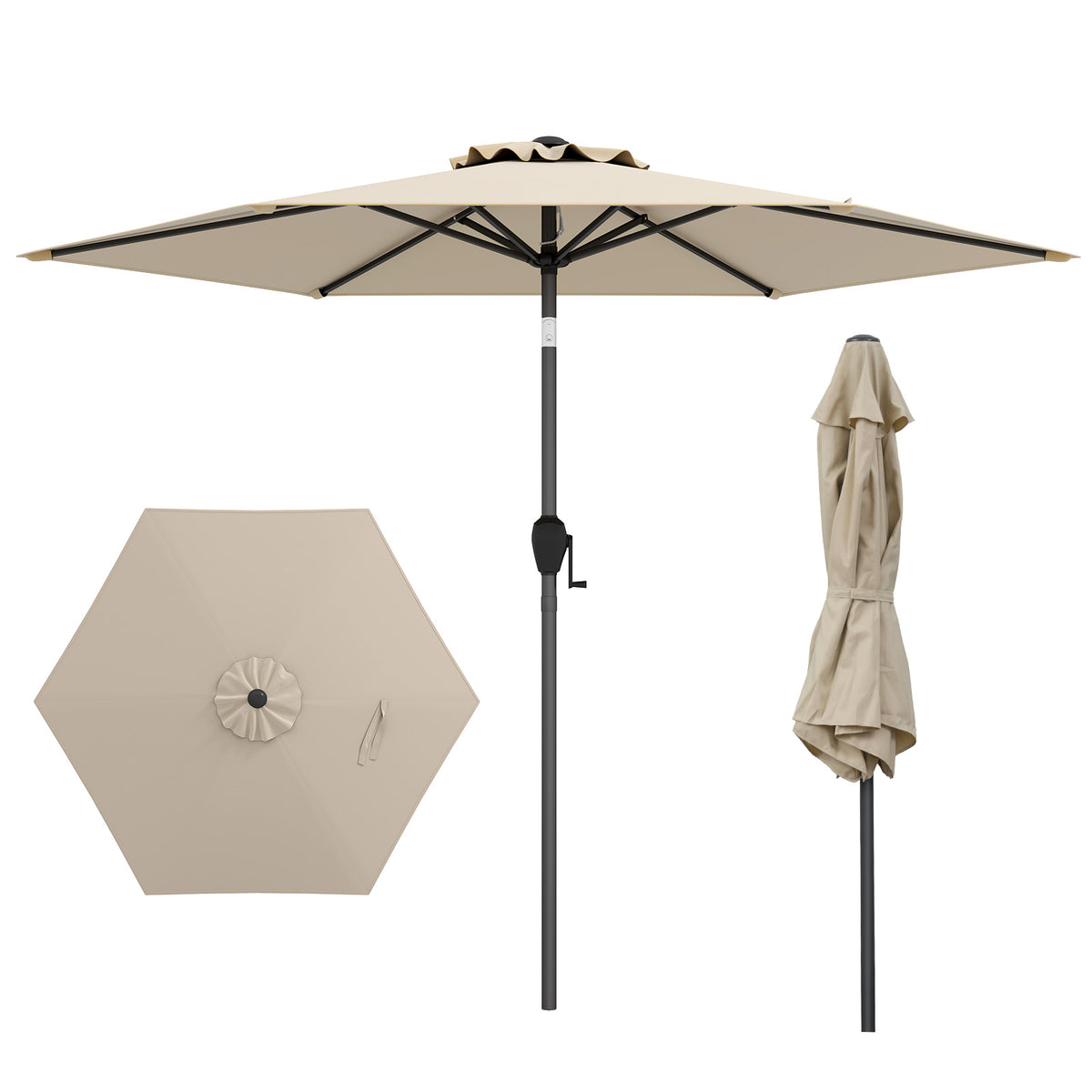 7.5 feet Outdoor Patio Heavy Duty Market Umbrella with Push Button