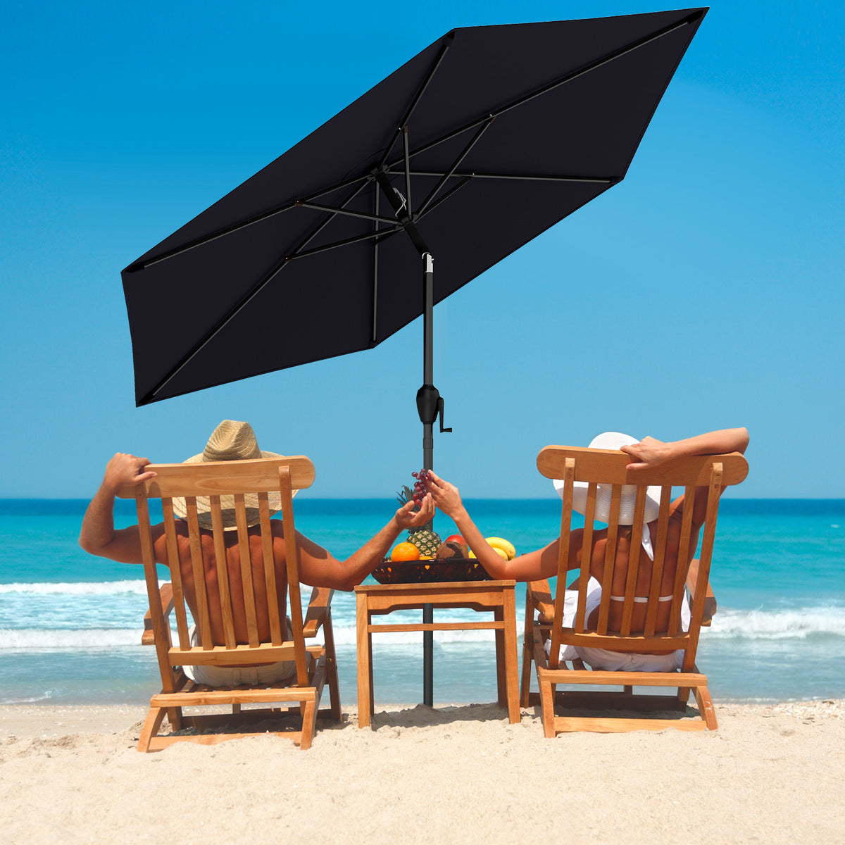 7.5 ft Market Umbrella with Push Button Tilt - Black