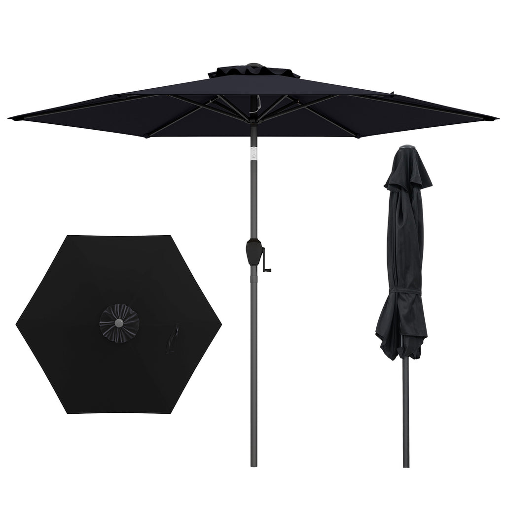 7.5 ft Market Umbrella with Push Button Tilt - Black