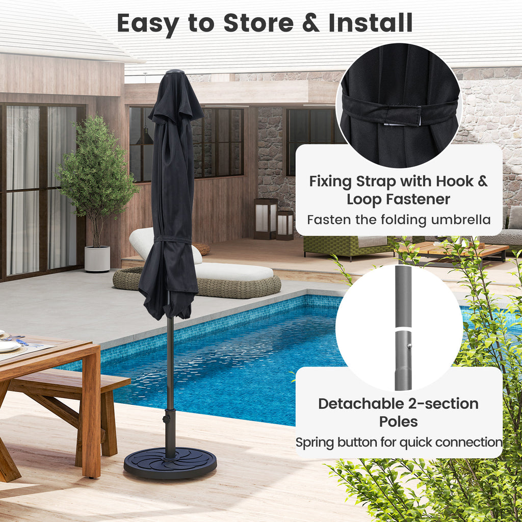 7.5 ft Market Umbrella with Push Button Tilt - Black