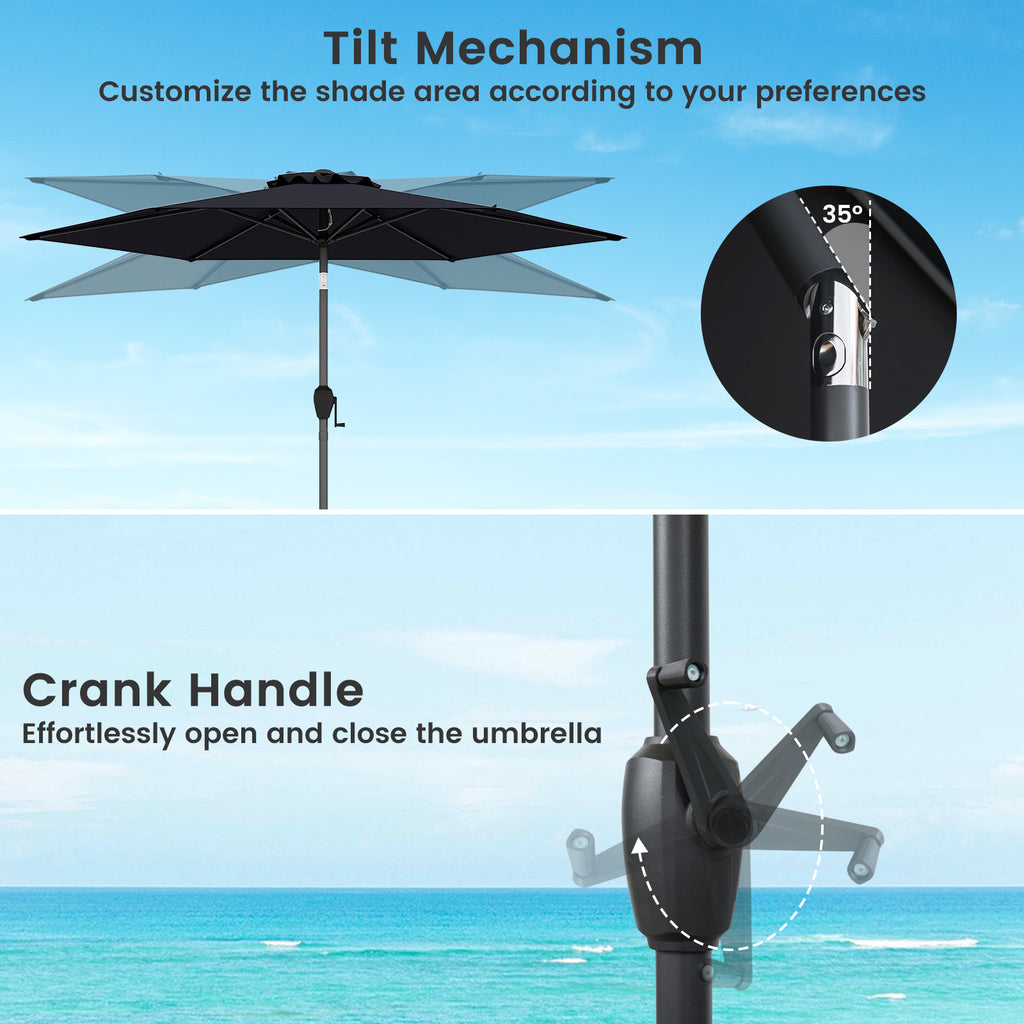 7.5 ft Market Umbrella with Push Button Tilt - Black