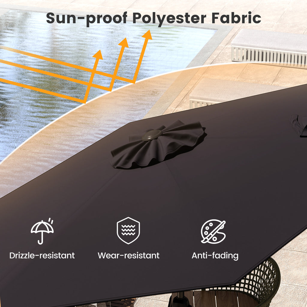 7.5 ft Market Umbrella with Push Button Tilt - Black
