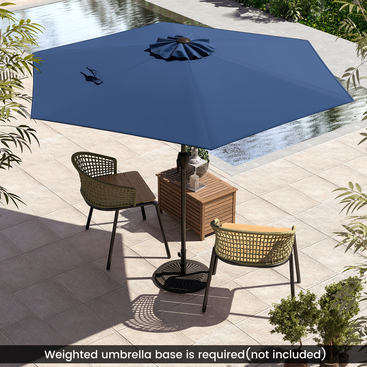 7.5 ft Market Umbrella with Push Button Tilt - Navy