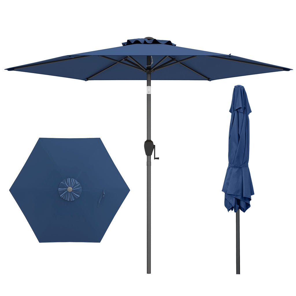 7.5 ft Market Umbrella with Push Button Tilt - Navy