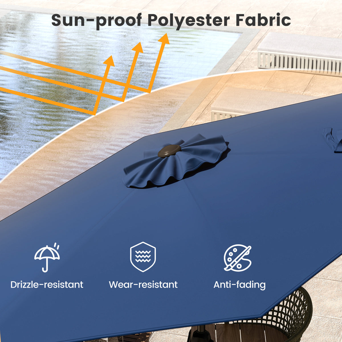 7.5 ft Market Umbrella with Push Button Tilt - Navy