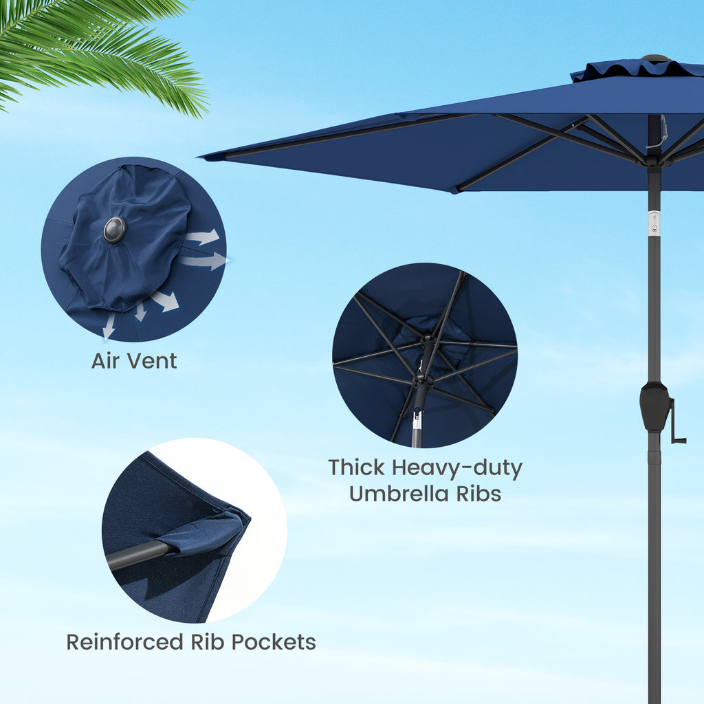 7.5 ft Market Umbrella with Push Button Tilt - Navy