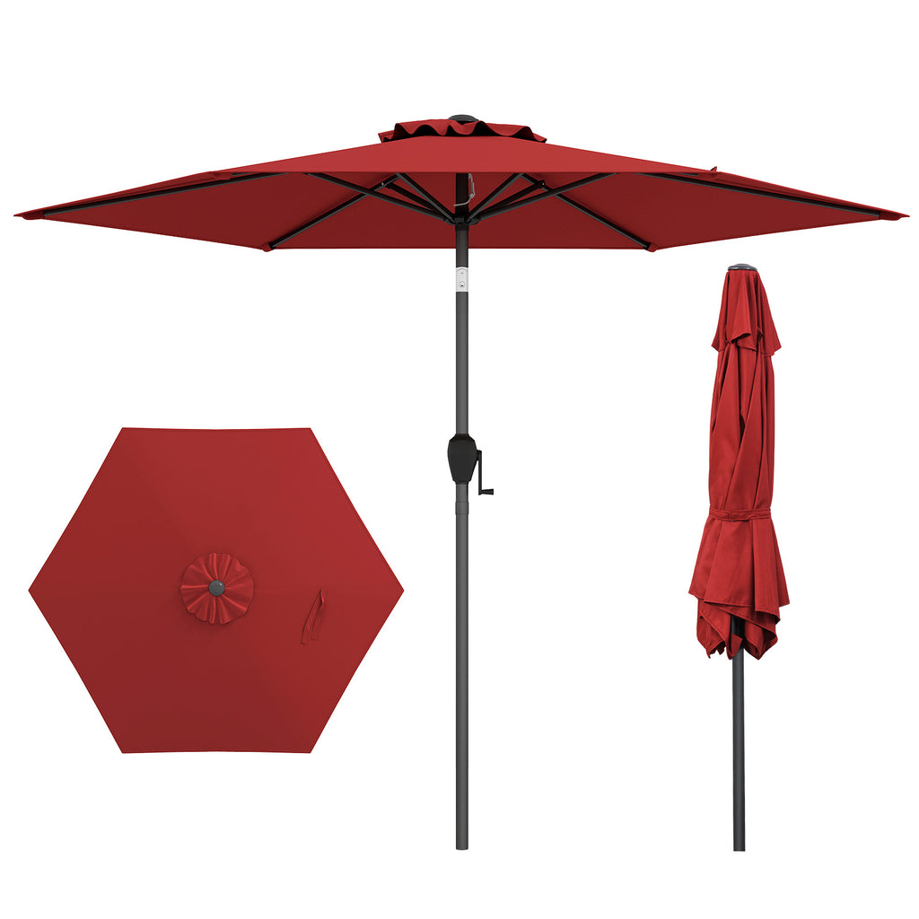 7.5 ft Market Umbrella with Push Button Tilt, Burgundy