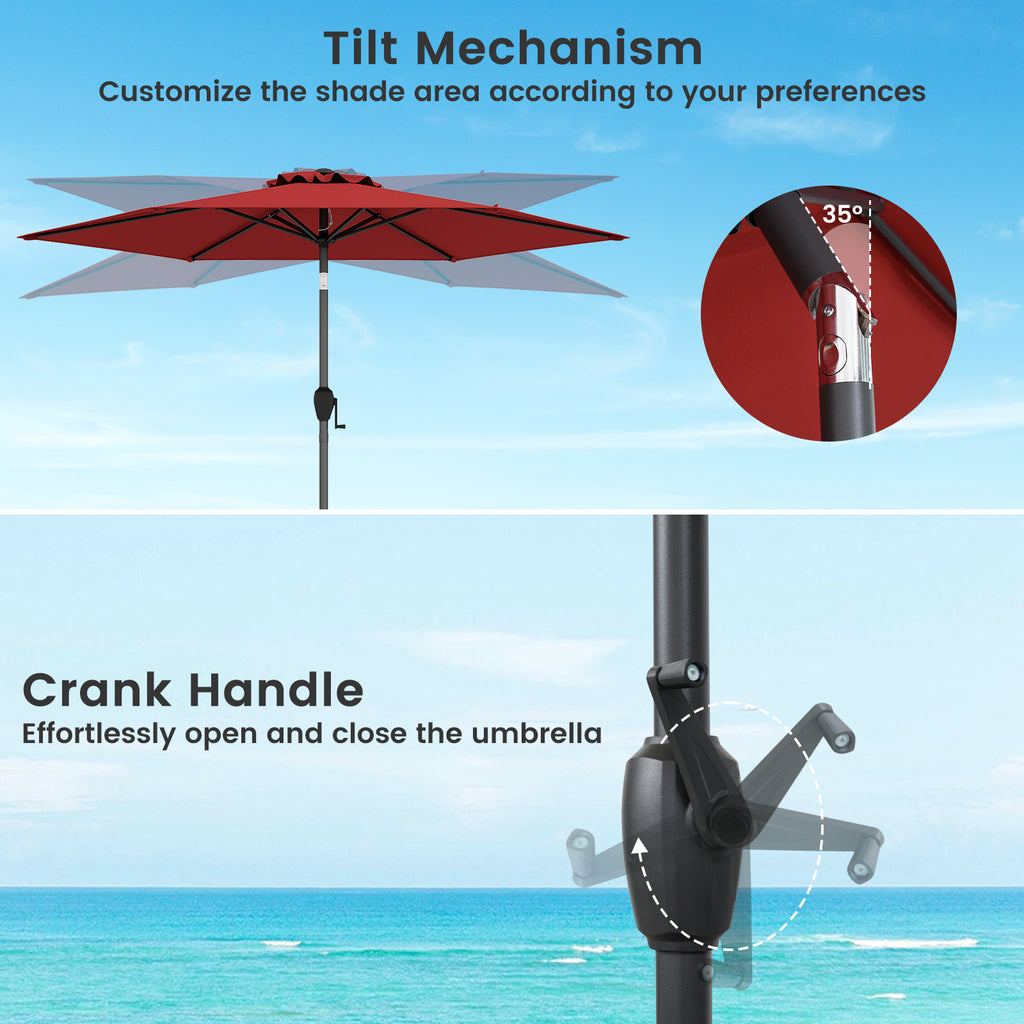 7.5 ft Market Umbrella with Push Button Tilt, Burgundy