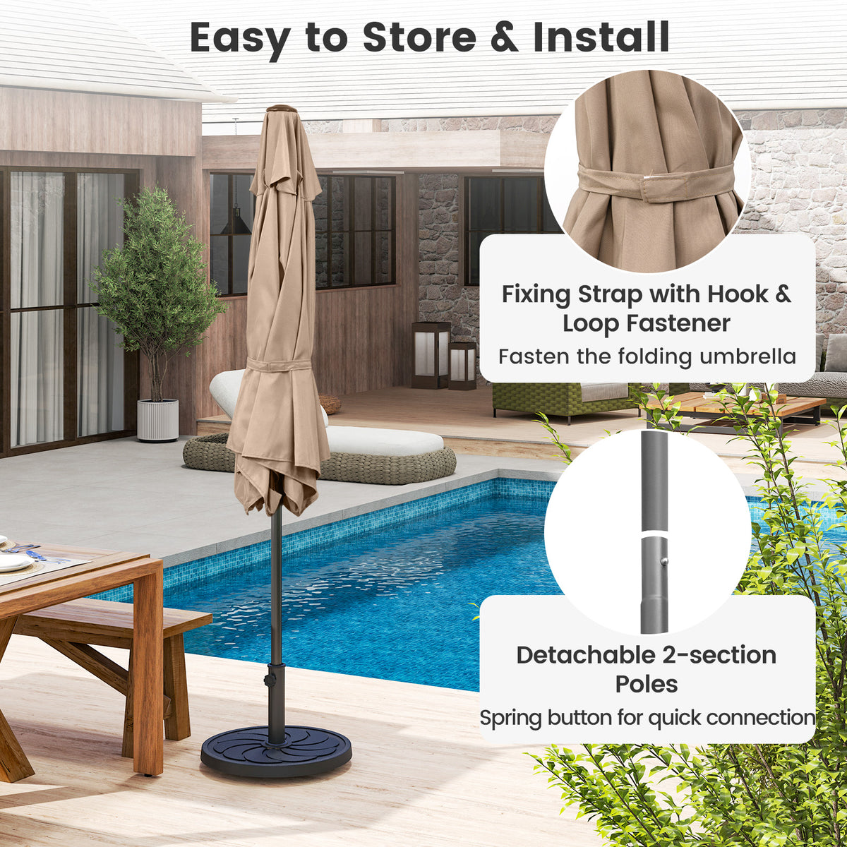 7.5 feet Outdoor Patio Heavy Duty Market Umbrella with Push Button
