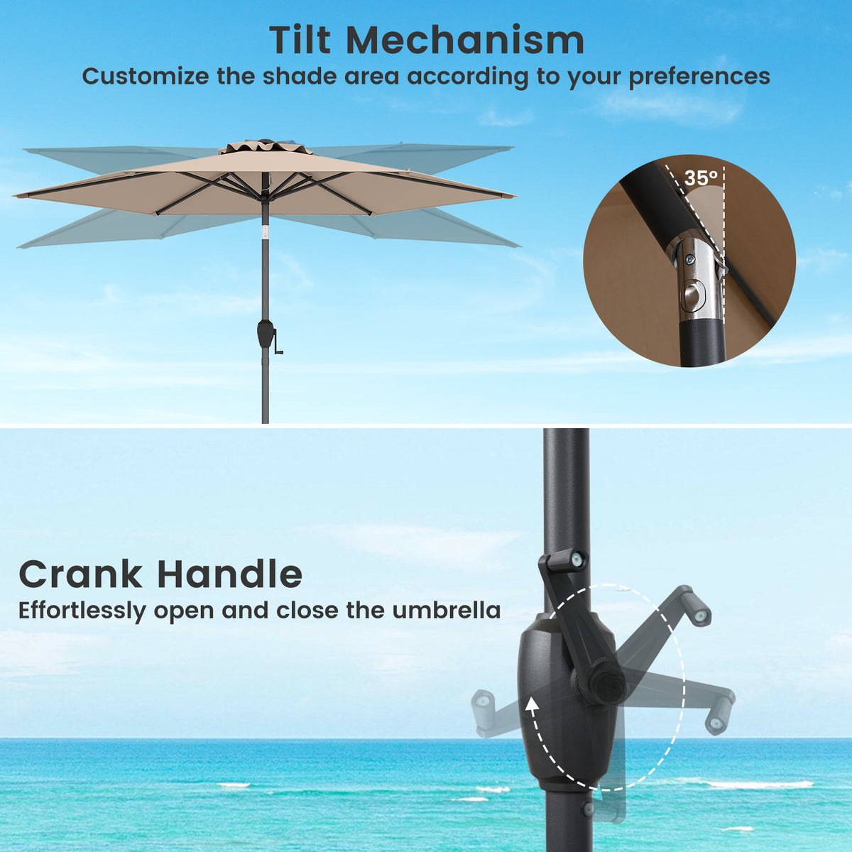 7.5 feet Outdoor Patio Heavy Duty Market Umbrella with Push Button