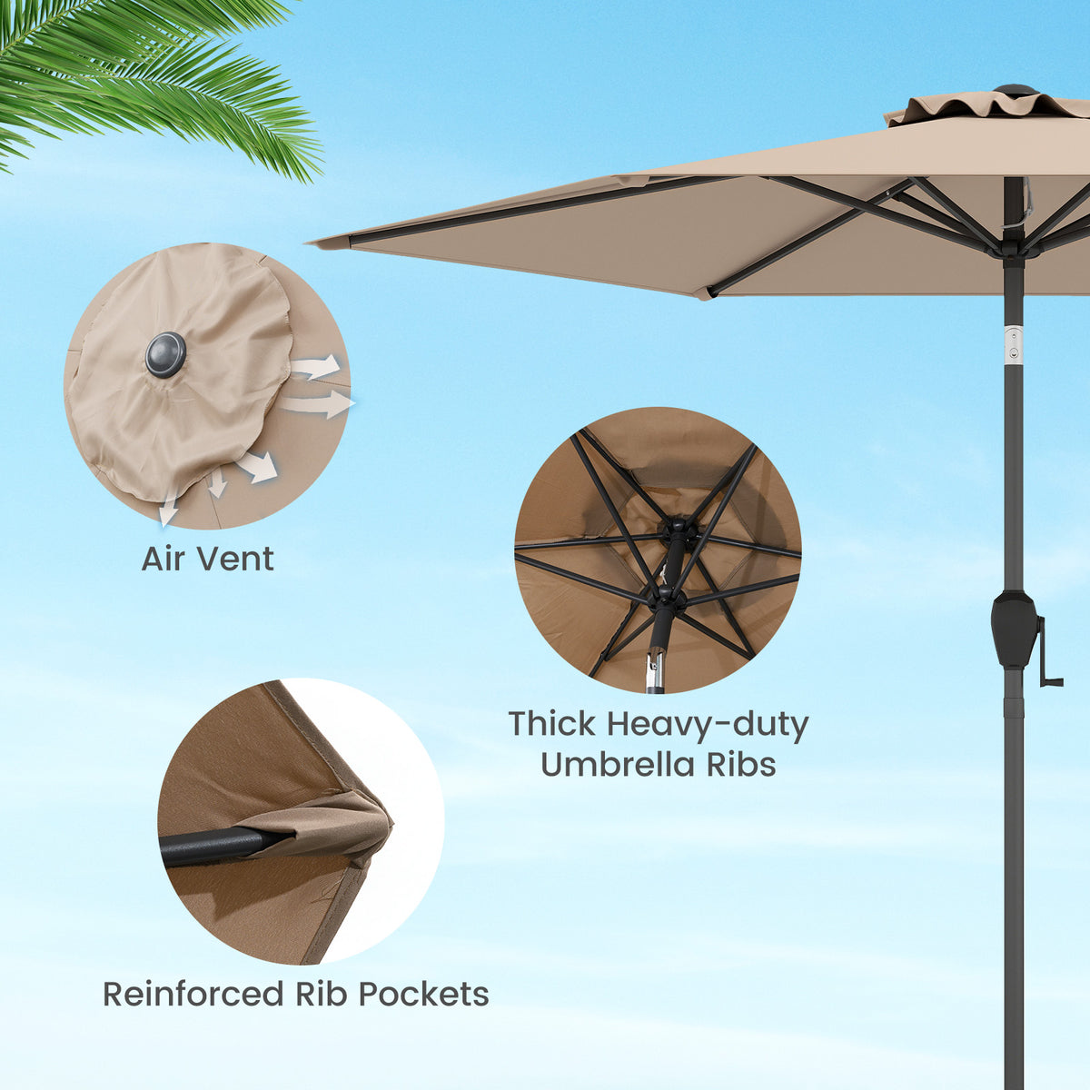 7.5 feet Outdoor Patio Heavy Duty Market Umbrella with Push Button