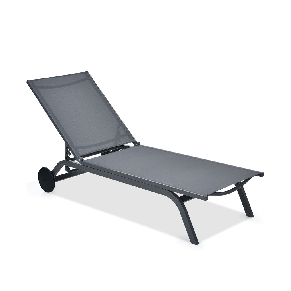 6-Position Adjustable Fabric Outdoor Patio Recliner Chair