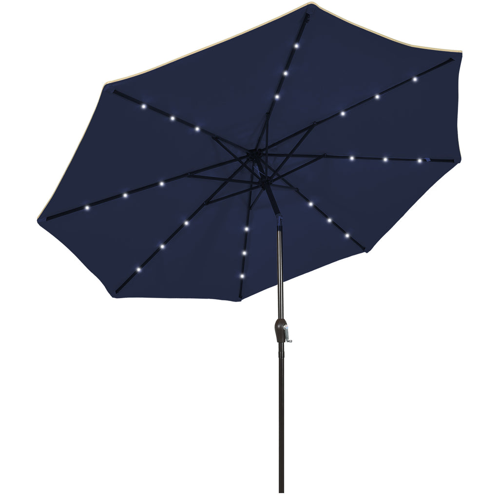 9 Feet Solar LED Lighted Patio Market Umbrella with Tilt Adjustment