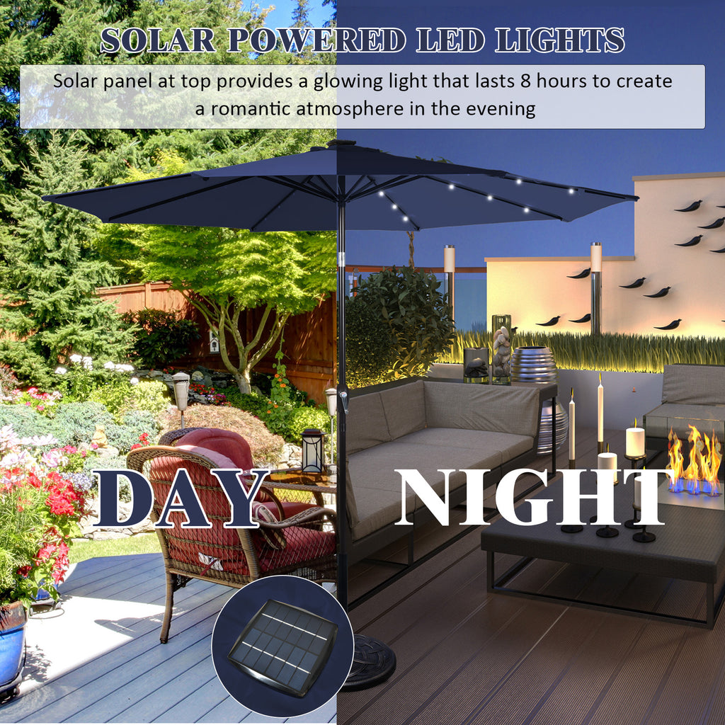 9 Feet Solar LED Lighted Patio Market Umbrella with Tilt Adjustment