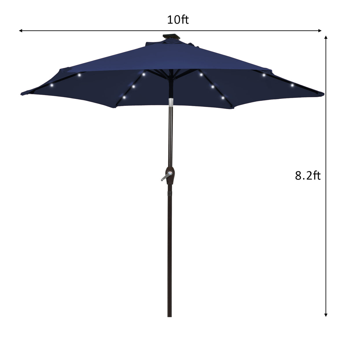 10 FT Patio Umbrella with 24 Solar LED Lights - Dark Blue