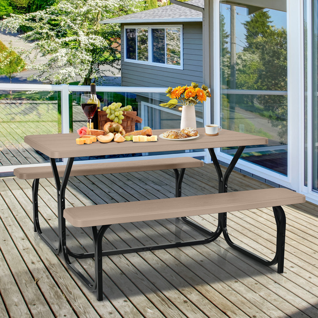 4.5 FT Outdoor Picnic Table Bench Set - Coffee, 28.5" x 54"