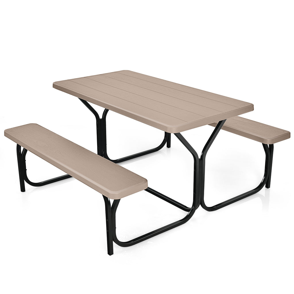 4.5 FT Outdoor Picnic Table Bench Set - Coffee, 28.5" x 54"