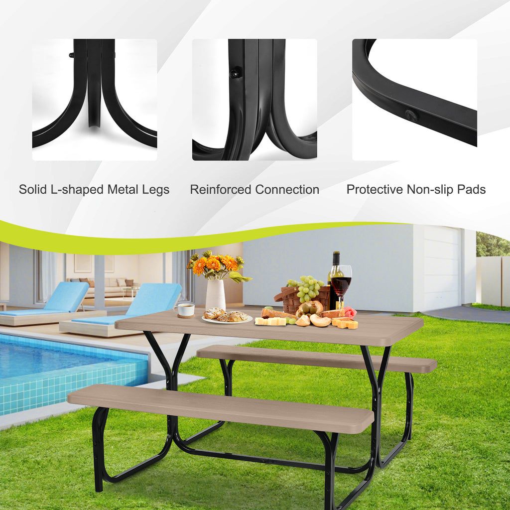 4.5 FT Outdoor Picnic Table Bench Set - Coffee, 28.5" x 54"