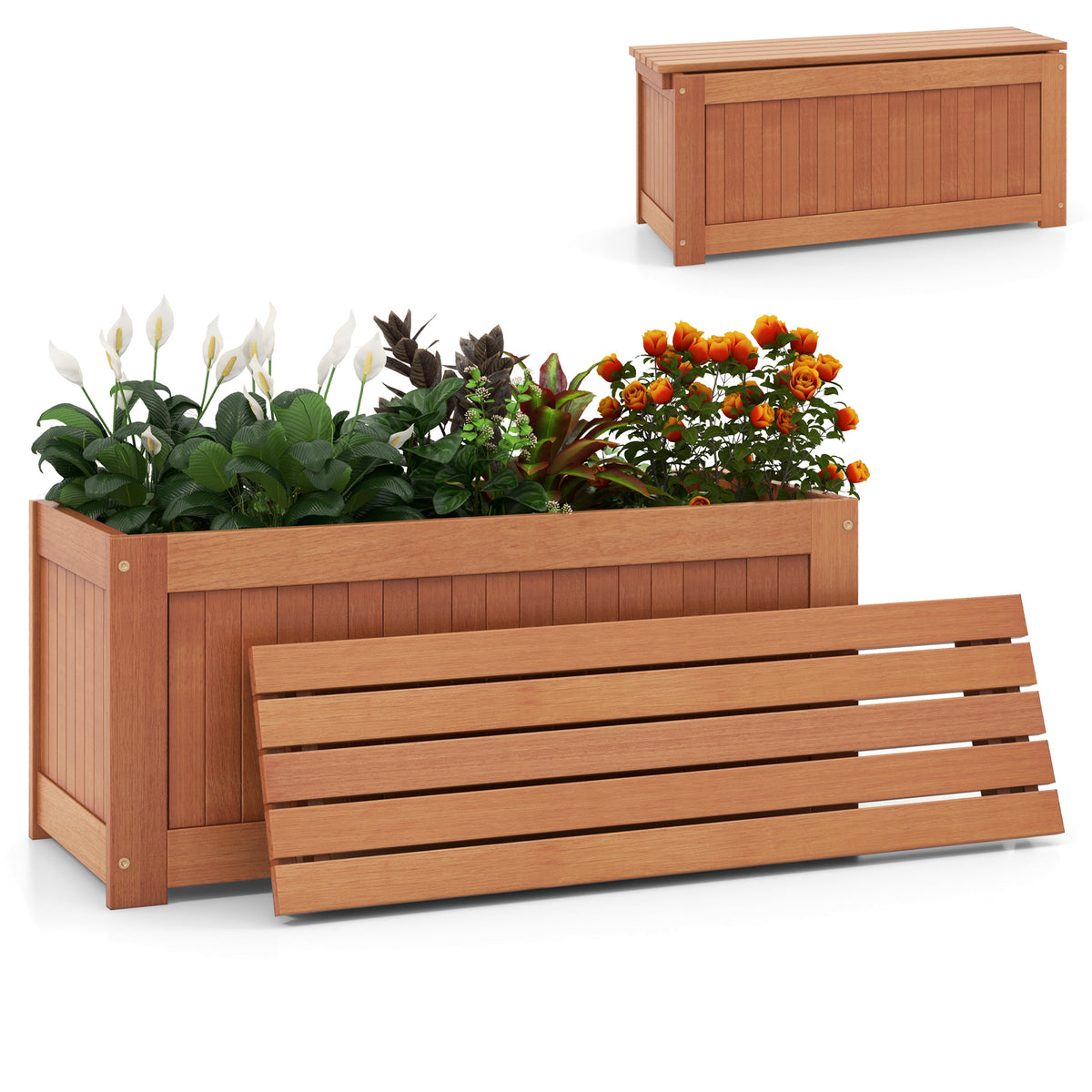 Wood Planter Box with Seat – 1 Planter Box