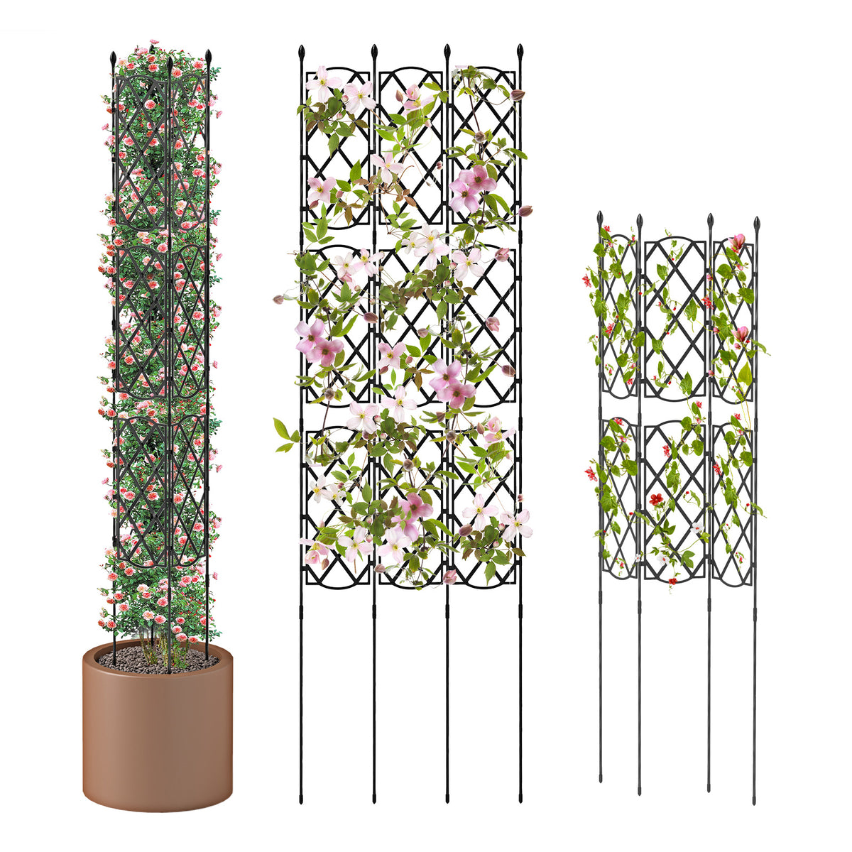 Raised Garden Bed Adjustable with Plant Box and Trellis Lockable