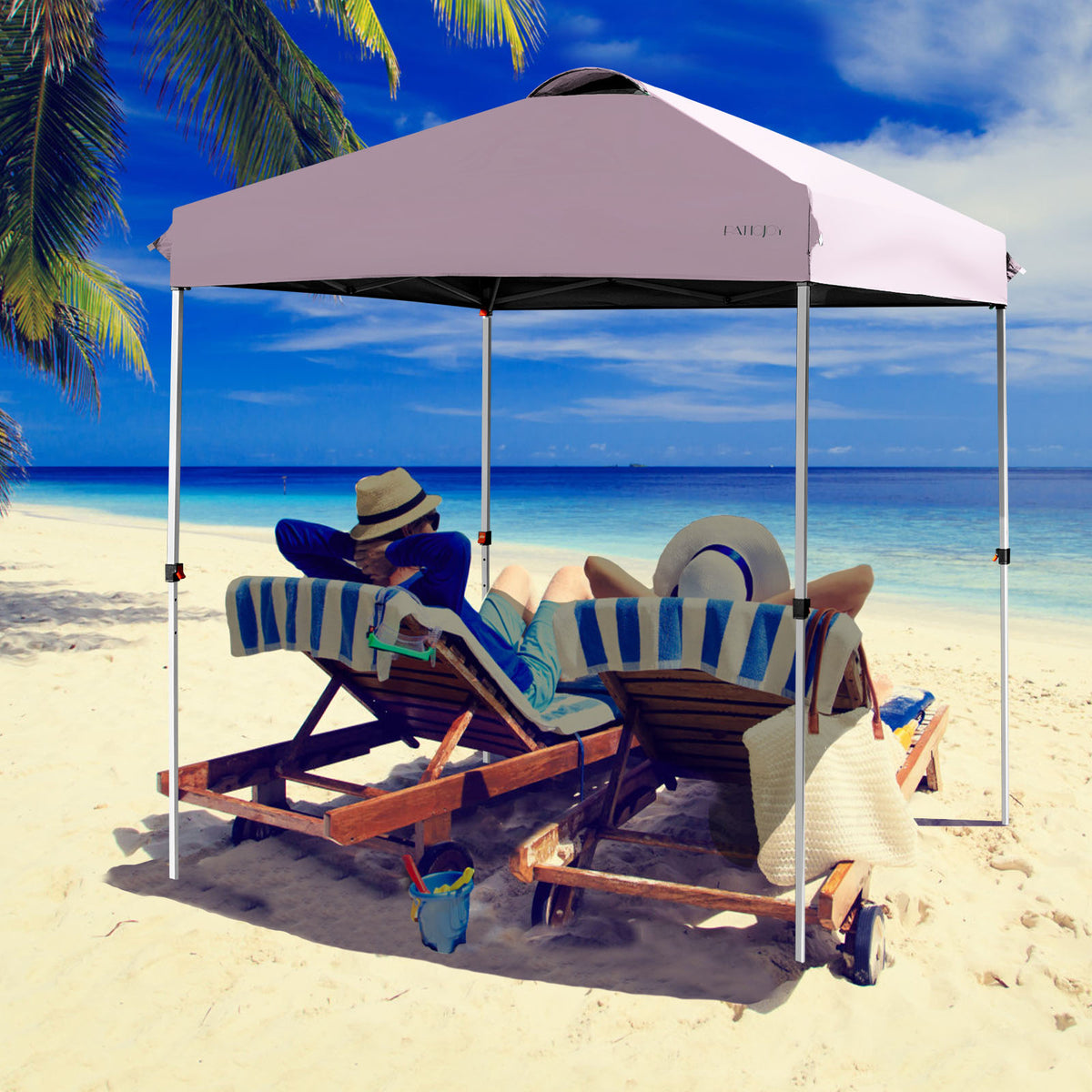 6.6' x 6.6' Outdoor Pop-Up Canopy Tent with Roller Bag - Pink