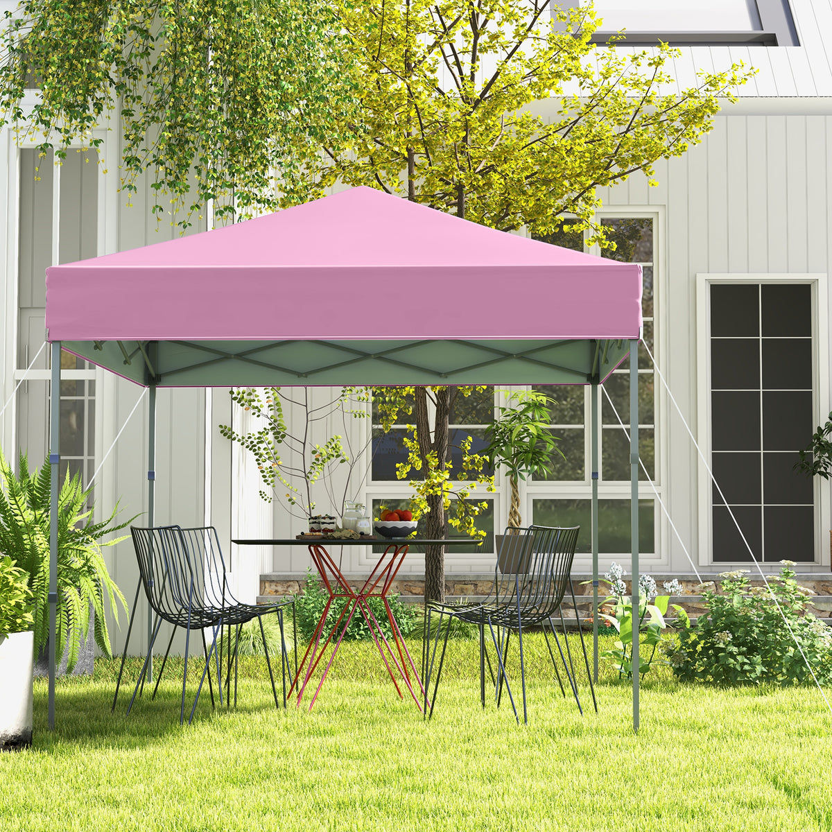 6.6 x 6.6 ft Pop-Up Canopy Tent with UPF 50+ Sun Protection - Pink
