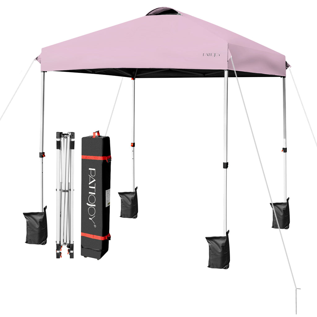 6.6' x 6.6' Outdoor Pop-Up Canopy Tent with Roller Bag - Pink