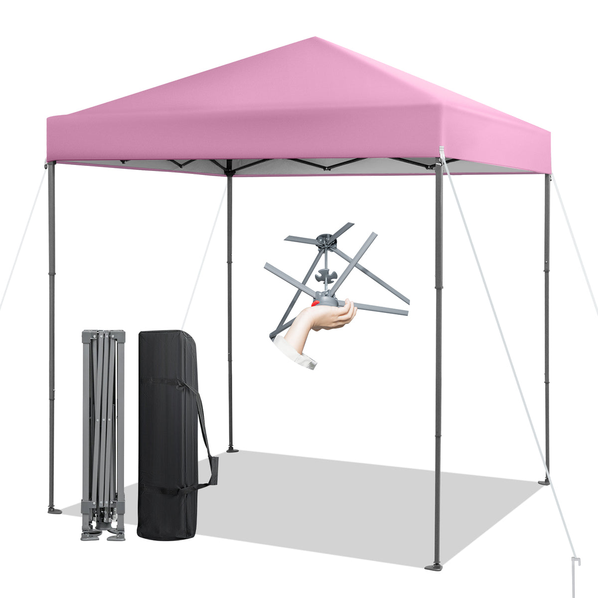 6.6 x 6.6 ft Pop-Up Canopy Tent with UPF 50+ Sun Protection - Pink