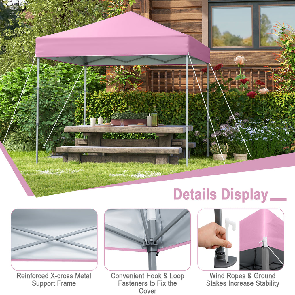 6.6 x 6.6 ft Pop-Up Canopy Tent with UPF 50+ Sun Protection - Pink