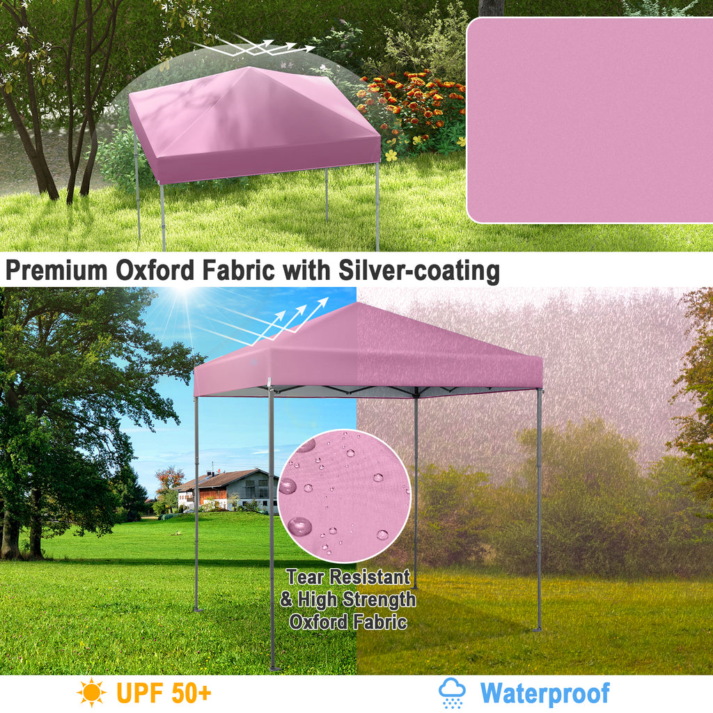6.6 x 6.6 ft Pop-Up Canopy Tent with UPF 50+ Sun Protection - Pink