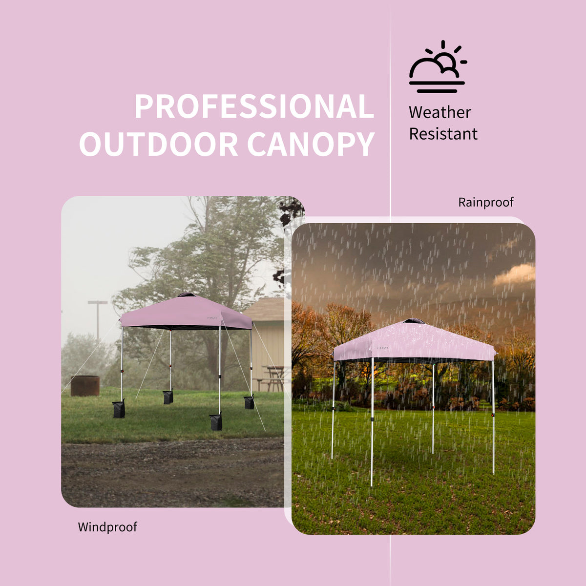 6.6' x 6.6' Outdoor Pop-Up Canopy Tent with Roller Bag - Pink