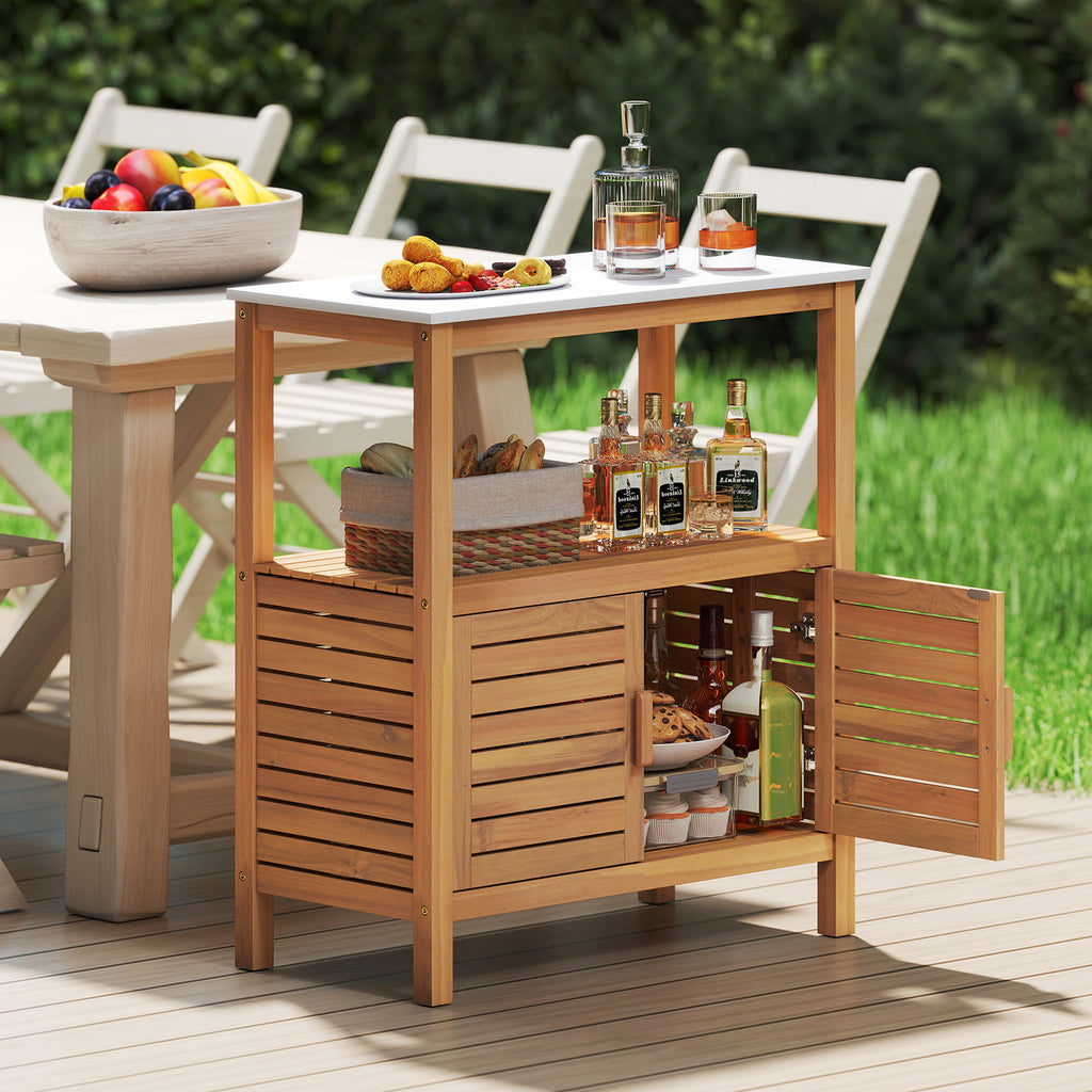 Outdoor Potting Bench Acacia Wood Garden Table Planting Work Station