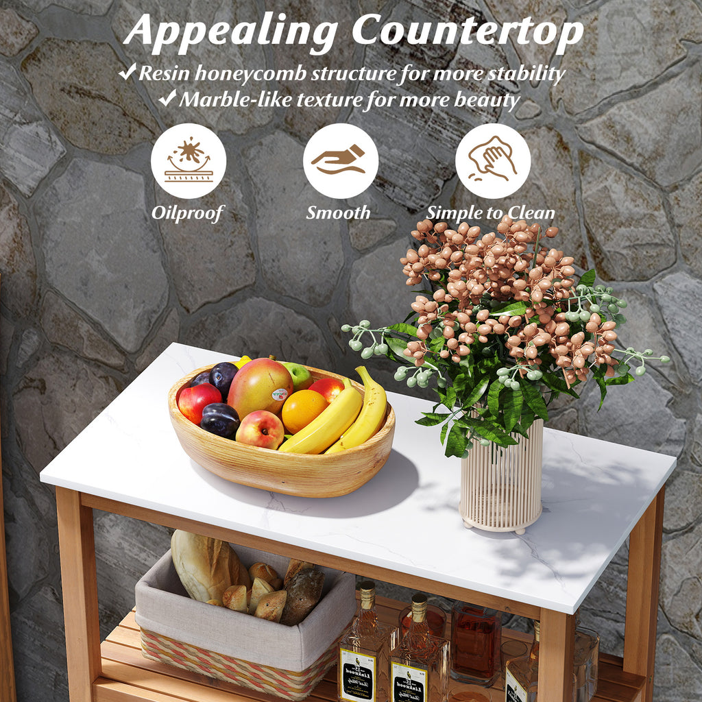 Outdoor Potting Bench Acacia Wood Garden Table Planting Work Station